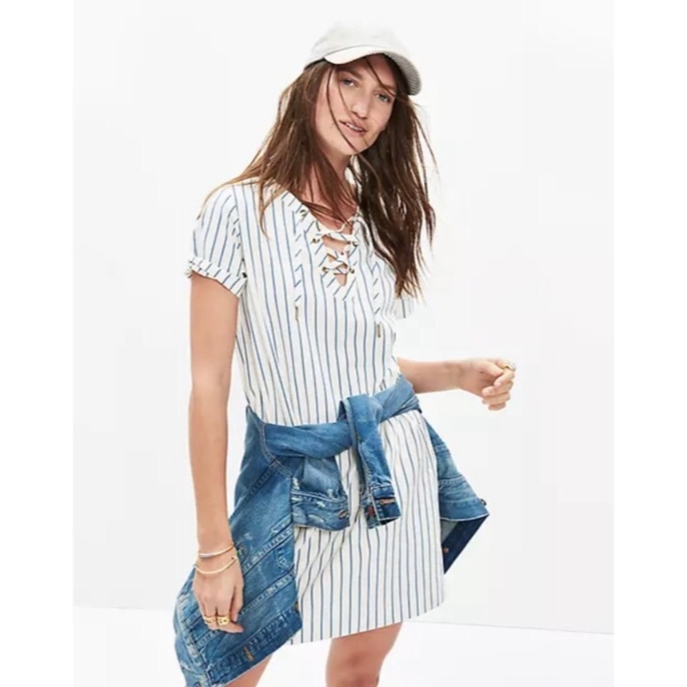 Madewell Harbor Lace-up Shift Dress